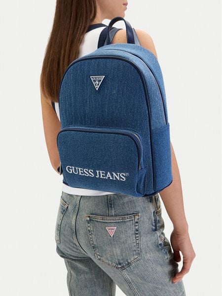 Guess Jeans Plecak CWBEO-GUESS-B-011-09 Niebieski. Niebieskie plecaki Guess Jeans, z aplikacjami, z jeansu. Za 181.99 zł.