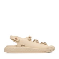 Sandały Badura. Brązowe sandały Badura, bez wzorów, bez obcasa, na płaskiej podeszwie, bez zapięcia. Za 359.99 zł.