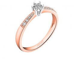 Pierścionek z różowego i białego złota z brylantami - 0,13 ct - próba 585. Białe pierścionki Apart, z brylantem, złote. Za 2,690.00 zł.
