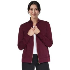 Bluza dresowa sportowa damska Go Walk Everywhere Full Zip Hoodless. Czerwone bluzy sportowe Skechers, s, bez wzorów, z dresówki, bez kaptura. Za 249.99 zł.