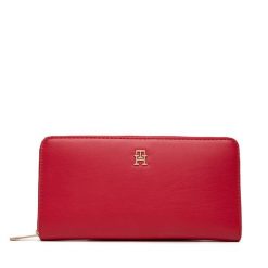 Duży Portfel Damski Tommy Hilfiger. Czerwone portfele TOMMY HILFIGER, bez wzorów. Za 299.99 zł.