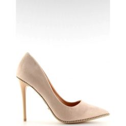 Brązowe Eleganckie szpilki damskie beżowe NF-23P Beige. Brązowe szpilki ButyModne, bez wzorów, z materiału, eleganckie, bez obcasa, na szpilce, bez zapięcia. W wyprzedaży za 109.00 zł.