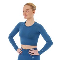 Xtreme Sportswear Crop Damski top sportowy z długim rękawem Niebieski. Niebieskie koszulki sportowe XTREME SOCKSWEAR, bez wzorów, bez ramiączek, na fitness i siłownię. Za 142.99 zł.