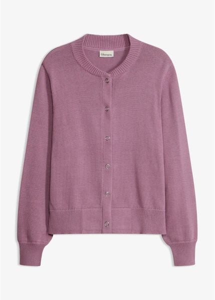 Kardigan z czystej bawełny. Fioletowe kardigany bonprix, bez wzorów, z bawełny. Za 149.99 zł.
