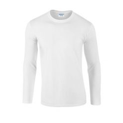 Koszulka Z Długim Rękawem Dla Dorosłych Unisex Soft Touch. Białe bluzki GILDAN, xl, bez wzorów, sportowe, bez kołnierzyka, bez ramiączek. Za 39.99 zł.