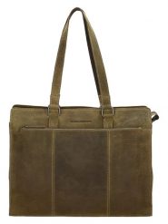 HIDE & STITCHES Skórzana torba w kolorze oliwkowym na laptopa - 40 x 32,5 x 13 cm rozmiar: onesize. Brązowe torby na laptopa HIDE & STITCHES, bez wzorów, z materiału, na ramię. Za 295.99 zł.