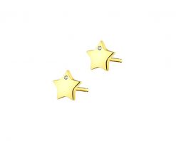 Kolczyki z żółtego złota z diamentami - gwiazdy - 0,004 ct - próba 585. Żółte kolczyki Apart, z diamentem, złote. Za 699.00 zł.
