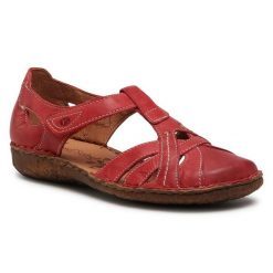 Sandały Josef Seibel. Czerwone sandały Josef Seibel, bez wzorów, bez obcasa, na płaskiej podeszwie, bez zapięcia. Za 389.99 zł.