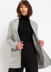 Długi żakiet z dżerseju z kieszeniami. Szare marynarki i żakiety bonprix, bez wzorów, z dżerseju. Za 169.99 zł.