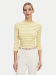 Tommy Hilfiger Bluzka New Cody WW0WW40589 Żółty Slim Fit. Żółte bluzki TOMMY HILFIGER, l, bez wzorów, z bawełny, bez kołnierzyka, bez ramiączek. Za 189.99 zł.