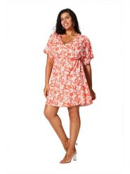 Aller Simplement Sukienka w kolorze pomarańczowo-białym rozmiar: 42/44. Pomarańczowe sukienki Aller Simplement, bez wzorów, z bawełny, bez kołnierzyka, bez ramiączek, mini. Za 69.99 zł.