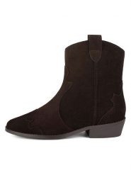 Loft37 Skórzane kowbojki w kolorze brązowym rozmiar: 39. Brązowe botki loft37, bez wzorów, bez obcasa, bez zapięcia. Za 448.99 zł.