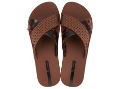 Klapki damskie Ipanema Sense Slide. Brązowe klapki Ipanema, bez wzorów, z materiału, bez obcasa. Za 79.99 zł.