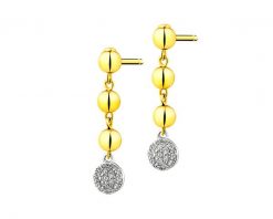 Kolczyki z żółtego złota z diamentami - kulki - 0,09 ct - próba 375. Żółte kolczyki Apart, z diamentem, złote. W wyprzedaży za 903.00 zł.