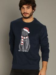 WOOOP Bluza "Xmas Cat" w kolorze granatowym rozmiar: XS. Niebieskie bluzy Wooop, xs, bez wzorów, z bawełny, bez kaptura. Za 100.99 zł.