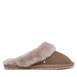 Kapcie EMU Australia. Brązowe obuwie domowe EMU Australia, bez wzorów, bez zapięcia. Za 344.99 zł.