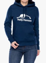 Bluza z kapturem damska Helly Hansen Nord Graphic Pullover Hoodie. Niebieskie bluzy Helly Hansen, xs, bez wzorów, z bawełny, z kapturem. Za 384.50 zł.