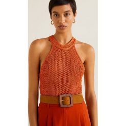 Mango - Top Brillo. Brązowe topy Mango, l, bez wzorów, z dzianiny, bez kołnierzyka, bez ramiączek. W wyprzedaży za 59.90 zł.
