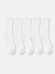 Prążkowane skarpetki z bawełną 5 pack - biały. Białe skarpety Sinsay, bez wzorów, z bawełny. Za 17.99 zł.