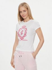 Juicy Couture T-Shirt Heritage Crest Tee JCWCT24337 Biały Slim Fit. Białe t-shirty Juicy Couture, m, bez wzorów, z bawełny, bez kołnierzyka, bez ramiączek. Za 89.99 zł.