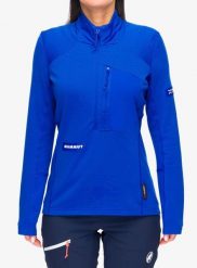 Bluza polarowa damska Mammut Eiger Nordwand Advanced FL Half Zip Pull. Niebieskie bluzy Mammut, l, bez wzorów, z materiału, bez kaptura. Za 582.99 zł.