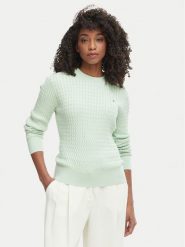 Tommy Hilfiger Sweter WW0WW44993 Zielony Regular Fit. Zielone swetry TOMMY HILFIGER, l, bez wzorów, z bawełny, bez ramiączek. Za 529.99 zł.