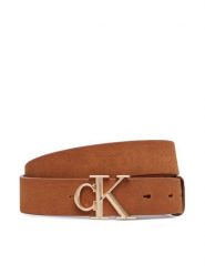 Calvin Klein Pasek Damski Round Ck Buckle Suede LV04F7144G Brązowy. Brązowe paski Calvin Klein, bez wzorów, ze skóry. Za 249.99 zł.