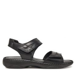 Sandały Josef Seibel. Czarne sandały Josef Seibel, bez wzorów, bez obcasa, na płaskiej podeszwie, bez zapięcia. Za 339.99 zł.
