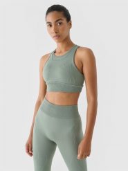 4F Biustonosz treningowy bezszwowy ze średnim wsparciem 4F x Anna Lewandowska - oliwkowy/khaki S/M. Brązowe bielizna sportowa 4f, m, bez wzorów, z dzianiny. W wyprzedaży za 79.99 zł.