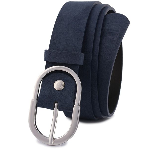 Pasek skórzany BELTIMORE r.110-125 cm D98 granatowy. Niebieskie paski bez wzorów. Za 41.90 zł.