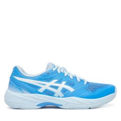 Buty halowe Asics. Niebieskie obuwie sportowe Asics, bez zapięcia. Za 239.99 zł.