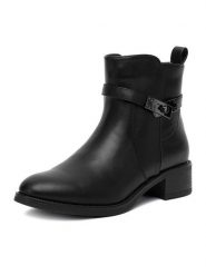 DeeZee Botki HX23002-11 Czarny. Czarne botki DeeZee, bez wzorów, z materiału, bez obcasa, na płaskiej podeszwie, bez zapięcia. Za 179.99 zł.