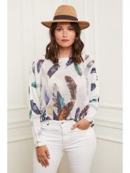 Curvy Lady Sweter w kolorze białym ze wzorem rozmiar: 48/50. Białe swetry Curvy Lady, bez wzorów, bez ramiączek. Za 108.74 zł.