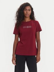 Guess T-Shirt V3BI11 J1314 Bordowy Regular Fit. Czerwone t-shirty Guess, m, z aplikacjami, z bawełny, bez kołnierzyka, bez ramiączek. Za 159.99 zł.