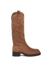 JENNY Kozaki CEO-HY80176-1 Brązowy. Brązowe kozaki Jenny, z materiału, bez obcasa, na płaskiej podeszwie, bez zapięcia. Za 249.99 zł.