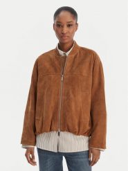 Marella Kurtka skórzana Orata 2613441074 Brązowy Relaxed Fit. Brązowe kurtki Marella, bez wzorów, ze skóry, bez kaptura. Za 2,339.00 zł.