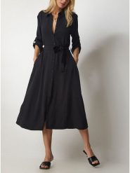 LA Angels Sukienka w kolorze czarnym rozmiar: XL. Czarne sukienki LA Angels, na co dzień, xl, bez wzorów, z tkaniny, bez kołnierzyka, bez ramiączek, midi, proste. Za 165.99 zł.