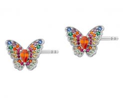 Kolczyki srebrne z cyrkoniami i szlifowanym szkłem - motyl. Szare kolczyki Apart, z cyrkonią, srebrne. Za 179.00 zł.
