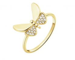 Złoty pierścionek z cyrkoniami - motyl. Żółte pierścionki Apart, z cyrkonią, złote. Za 1,049.00 zł.