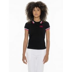 Koszulka polo na czas wolny na co dzień. Czarne koszulki polo LEONE 1947 APPAREL, bez wzorów, z bawełny, bez kołnierzyka, bez ramiączek. W wyprzedaży za 82.10 zł.