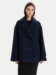 Calvin Klein Płaszcz wełniany LV044D549G Granatowy Relaxed Fit. Niebieskie płaszcze Calvin Klein, na zimę, m, bez wzorów, z syntetyku, bez kaptura. Za 1,499.00 zł.