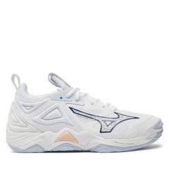 Buty halowe Mizuno. Białe obuwie sportowe Mizuno, bez zapięcia, mizuno wave. Za 379.99 zł.