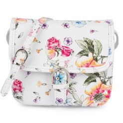 Listonoszka skórzana BELTIMORE K66 biała kwiaty. Białe torebki klasyczne bez wzorów, ze skóry, bez dodatków. Za 142.90 zł.