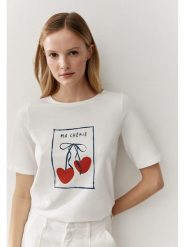 More & More Koszulka w kolorze kremowym rozmiar: 38. Brązowe bluzki More & More, bez wzorów, bez kołnierzyka, bez ramiączek. Za 140.53 zł.