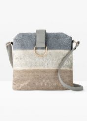 Torebka na ramię w optyce słomkowej. Niebieskie torby na ramię bonprix, bez wzorów, na ramię, bez dodatków. Za 149.99 zł.