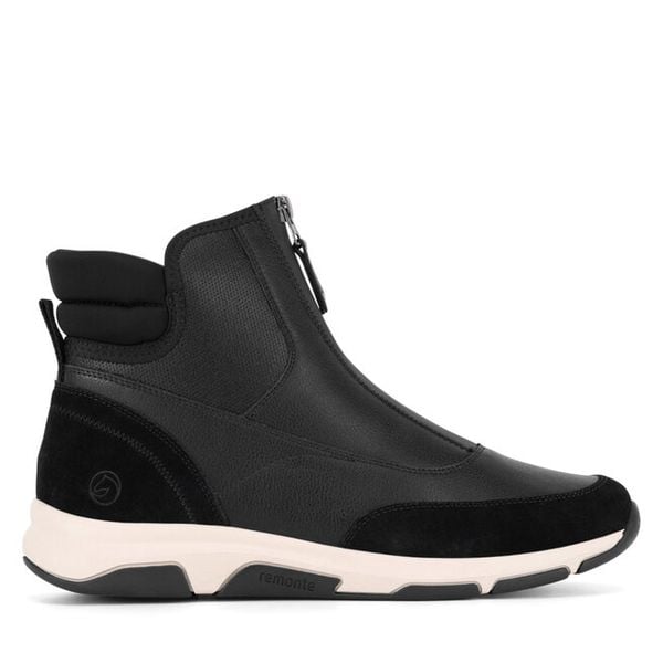 Botki Remonte. Czarne botki Remonte, bez wzorów, bez obcasa, na płaskiej podeszwie, bez zapięcia. Za 351.00 zł.