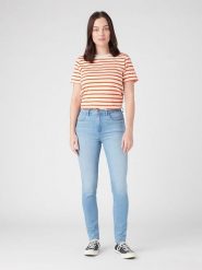 Wrangler Dżinsy "Brooklyn" - Skinny fit - w kolorze błękitnym rozmiar: W28/L32. Niebieskie jeansy Wrangler, l, z aplikacjami, z podwyższonym stanem. Za 167.28 zł.