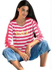 Heine Koszulka w kolorze różowo-białym rozmiar: 38. Różowe bluzki Heine, bez wzorów, bez kołnierzyka, bez ramiączek. Za 78.99 zł.