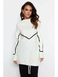 Trendyol Sweter w kolorze biało-czarnym rozmiar: S/M. Białe swetry Trendyol, m, bez wzorów, bez ramiączek. Za 91.56 zł.