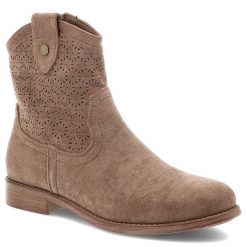 Brązowe Botki S.Barski Eleganckie Obuwie Damskie. Brązowe botki S.BARSKI, z aplikacjami, z jeansu, bez obcasa, na obcasie, bez zapięcia. Za 161.99 zł.